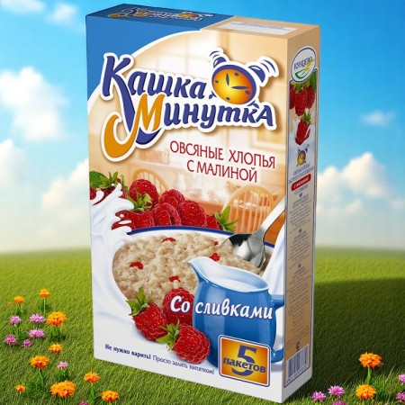 КУНЦЕВО Хлопья овсяные б/п Вкус малина со сливками 215гр