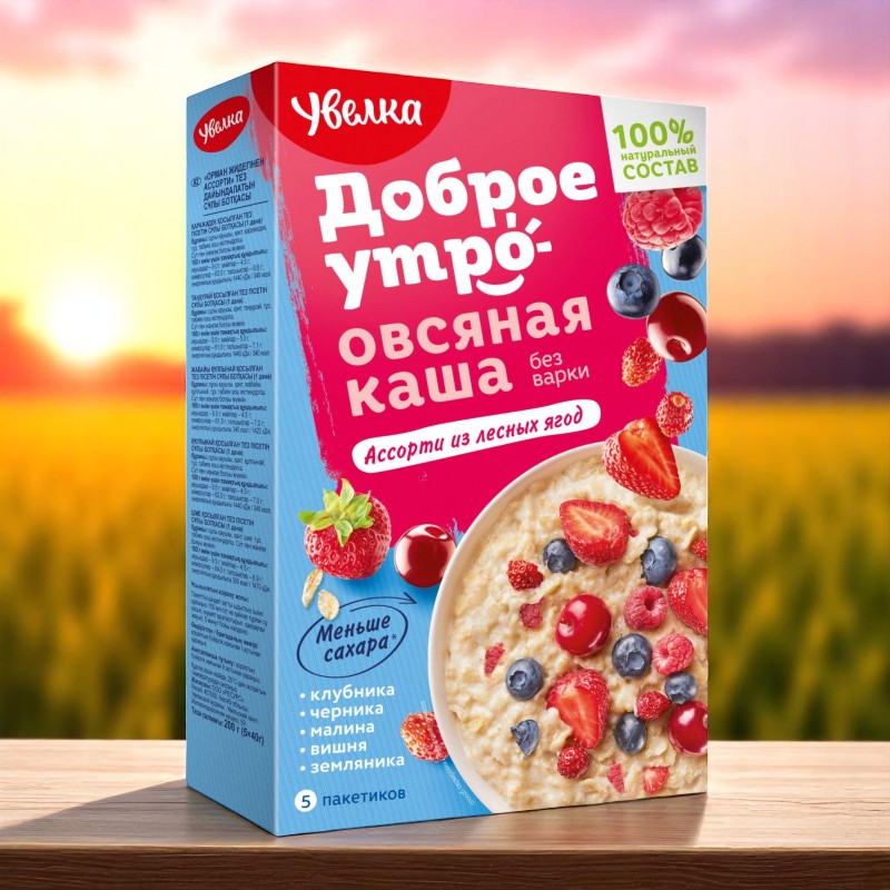 Увелка Каша овсяная быстрого приготовления “Ассорти из лесных ягод” 0,04кг