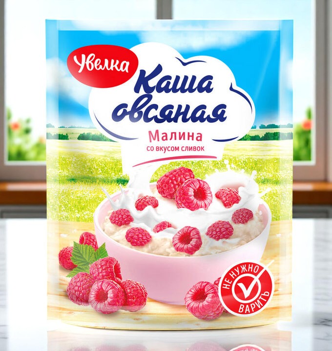 Увелка Каша овсяная быстрого приготовления с малиной 0,04кг