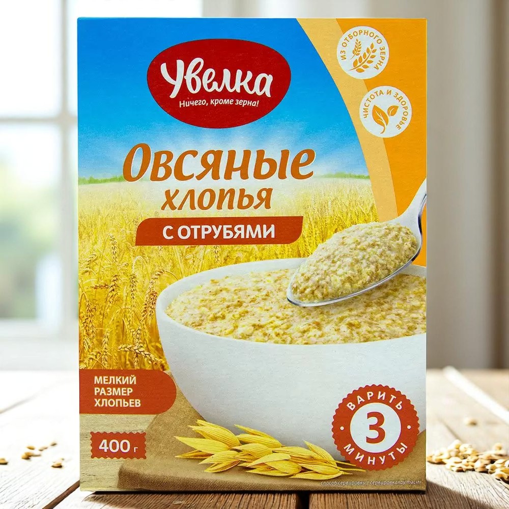 Увелка Хлопья овс./Пшеничн.отруб быстр.400г
