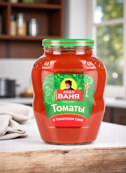 Дядя Ваня Томаты в томатном соке неочищенные 0,8 кг