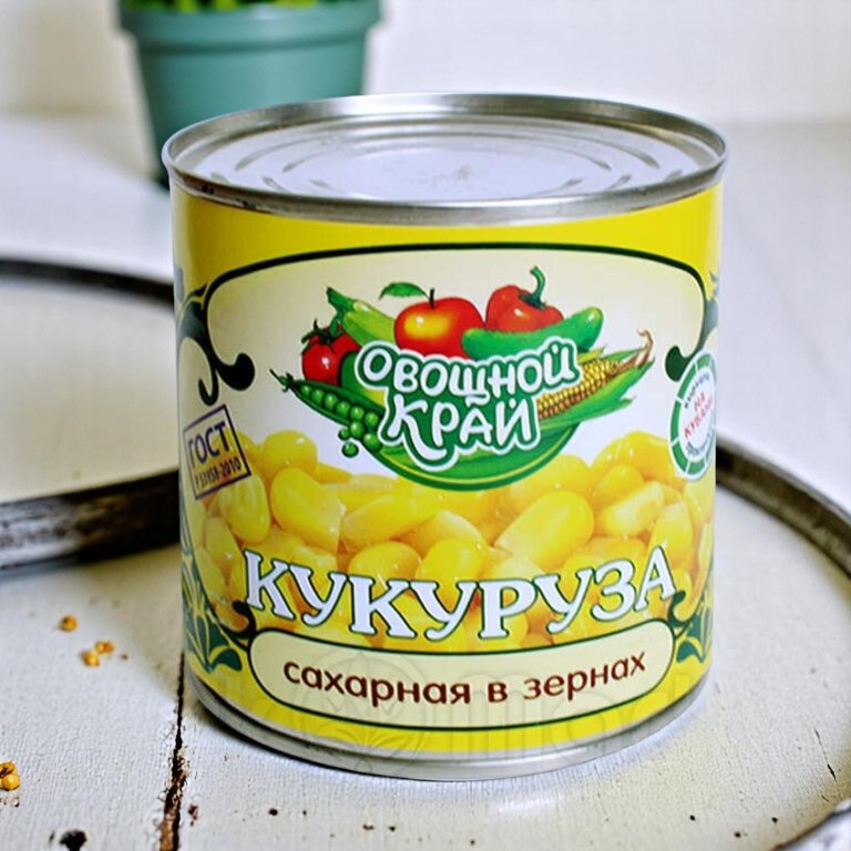 Овощной край Кукуруза (в вакууме) ГОСТ 425мл/ 0,34 кг * 12 ж/б