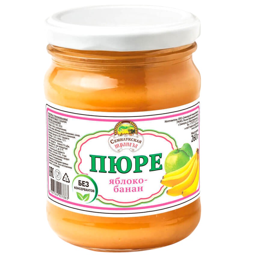 Пюре Яблоко-банан 260г ст