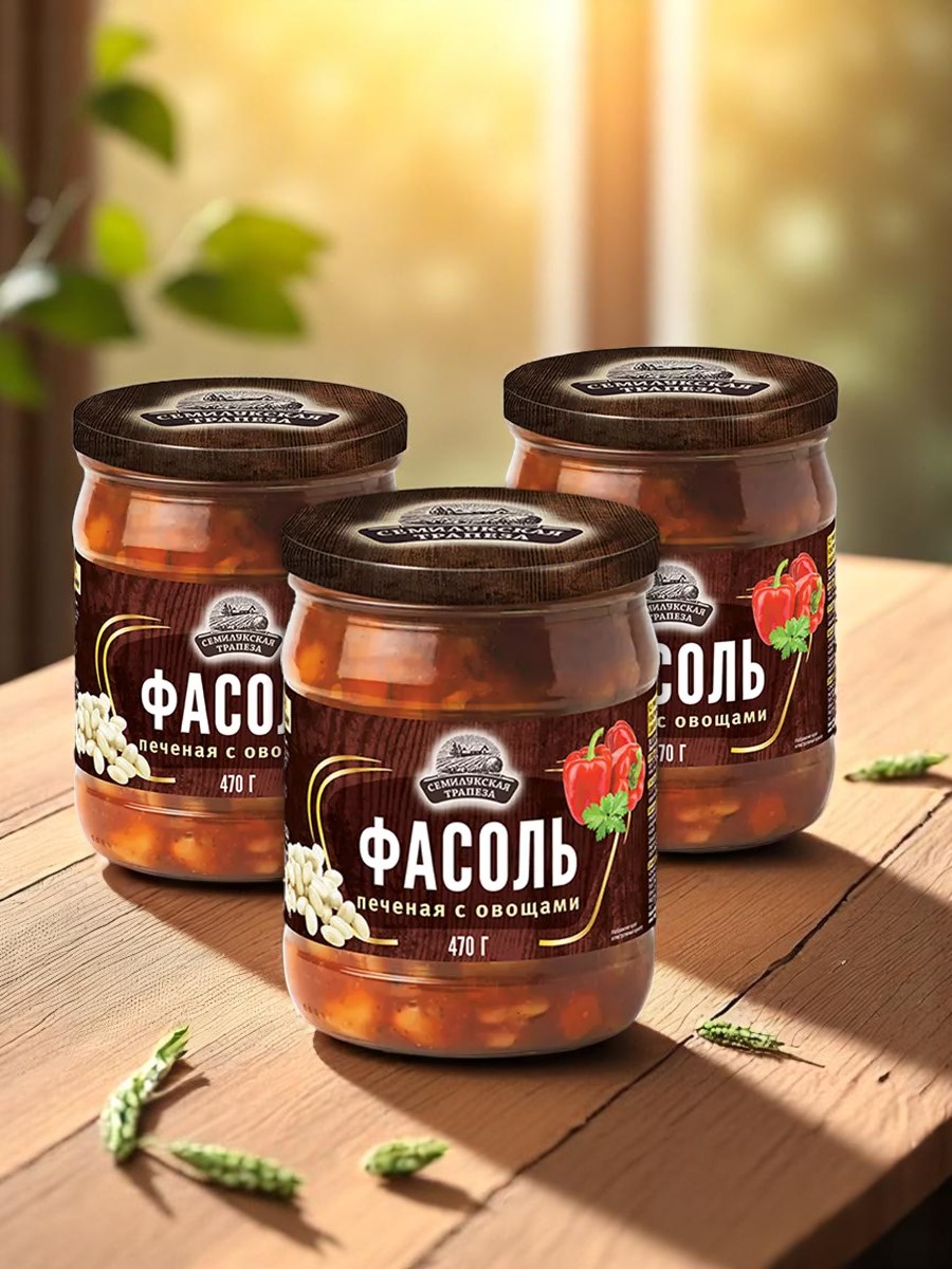 Фасоль печеная с овощами 470г ст