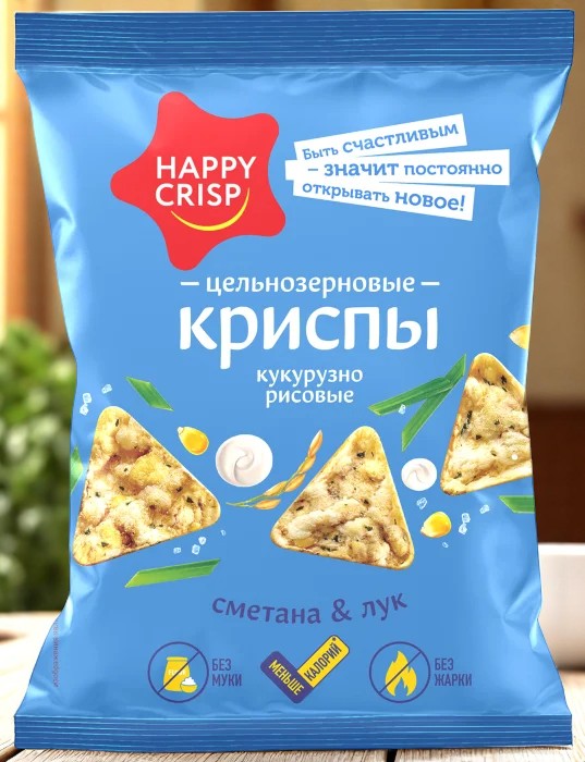 HAPPY CRISP Криспы цельнозерновые Сметана-лук 0,05 кг
