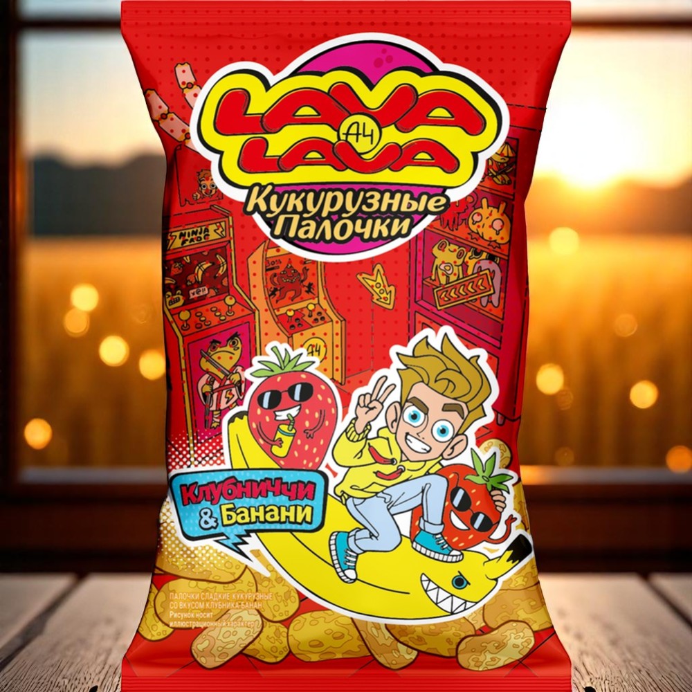 Lava Lava Кукуруз.палочки Клубника-банан 50г пакет