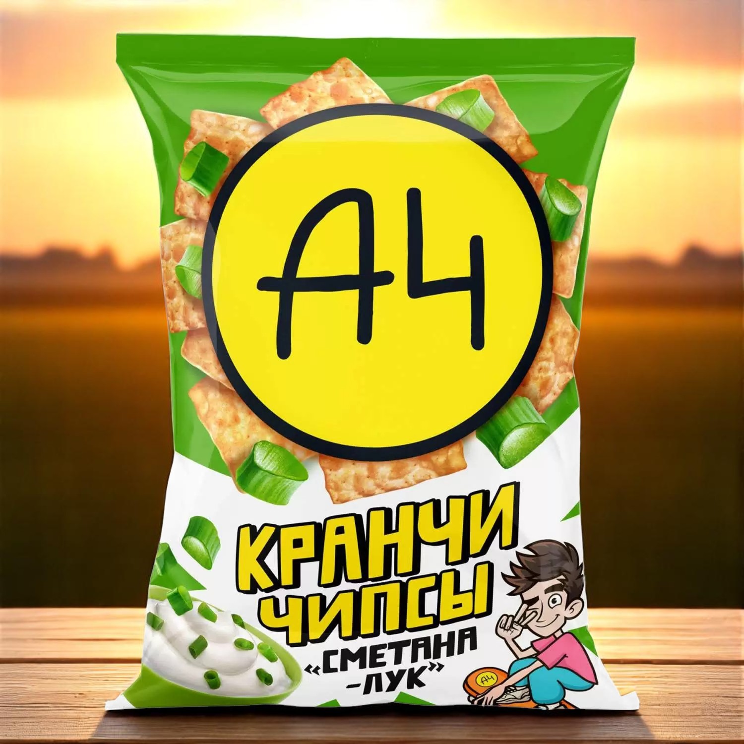 ВЛАД А4 Кранчи Чипсы вкус Сметана и лук 80г