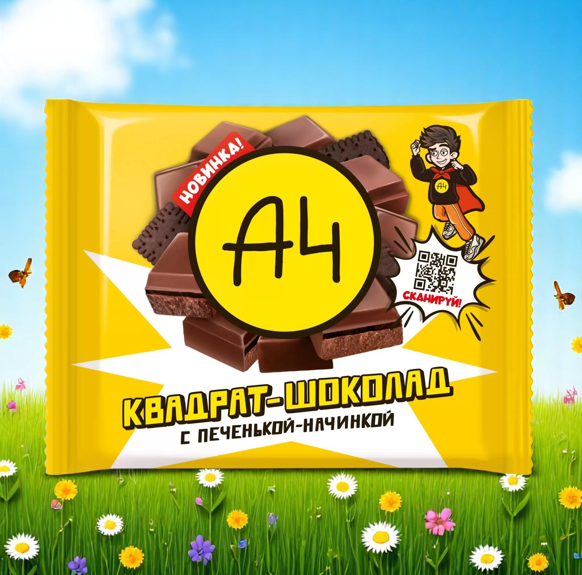 ВЛАД А4 Шоколад молочный с печеньем и начинкой 66г