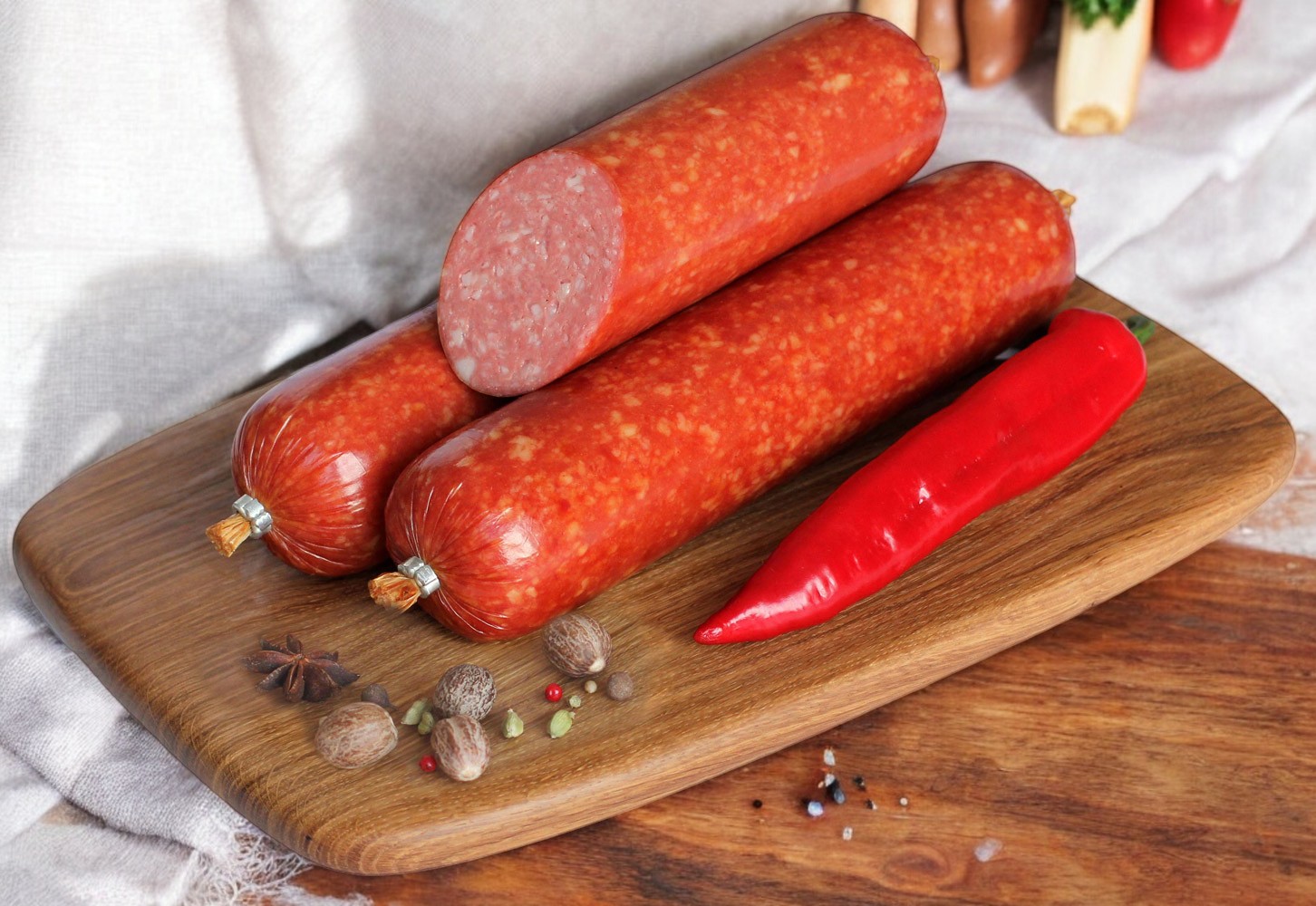 Колбаса в/к Сервелат Вкусный с телятиной в/с ГАЗ фиброуз д 58
