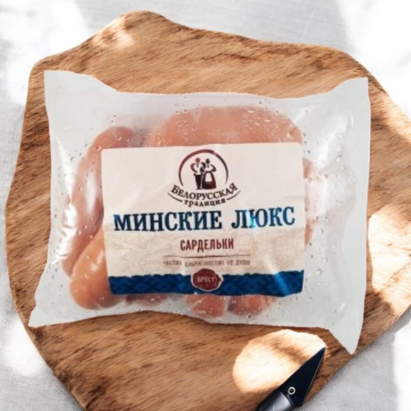 Сардельки Минские люкс 1с н/о ГАЗ 0.5 кг Изделие.
