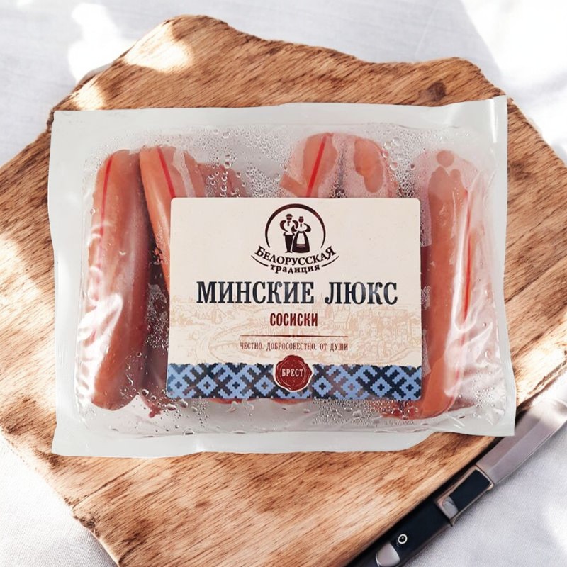 Сосиски Минские люкс 1с в газе 1.5 кг Изделие.