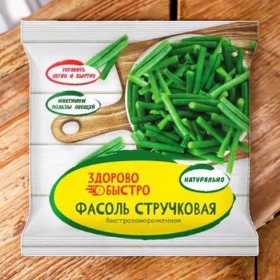 Фасоль стручк резаная быстрозаморож 400гр Здорово и Быстро