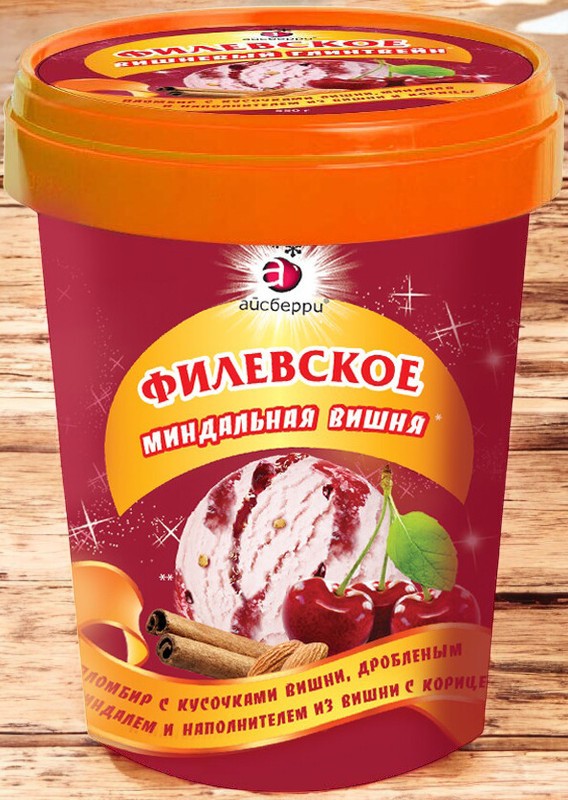 Морож Филевское пломбир с виш с кус мин и виш кор вед 550гр ФС