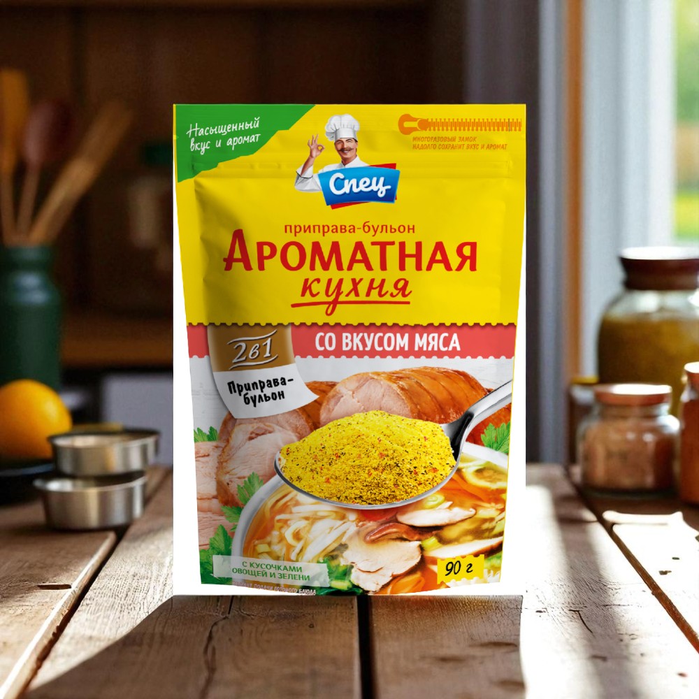 Приправа-бульон со вкусом мяса “Ароматная кухня” СПЕЦ, РБ 90г